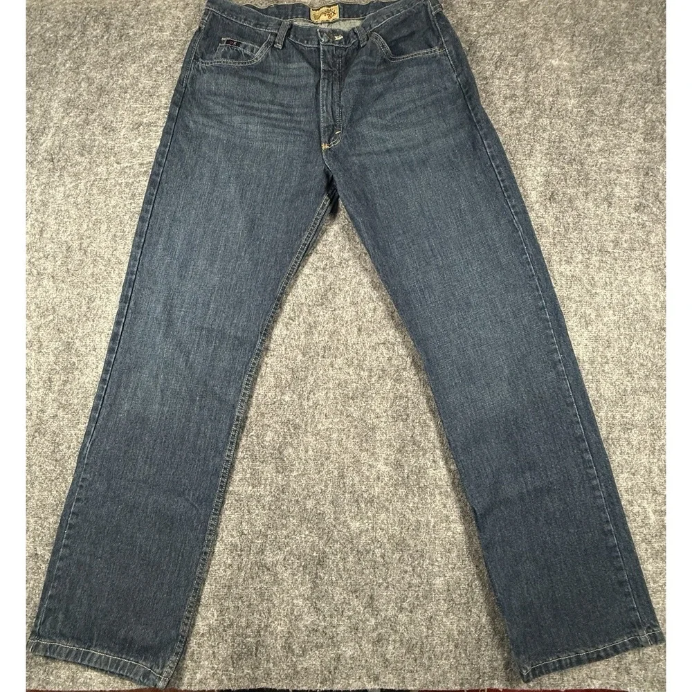 Wrangler 20X Jeans Mens 34x34 Blue Straight Leg Dark Wash Western Denim Pants